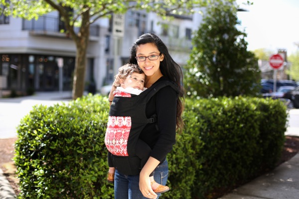 1 year old in baby carrier